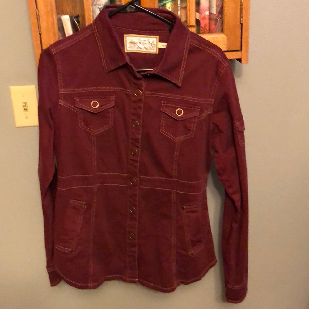 Long sleeve denim button up.